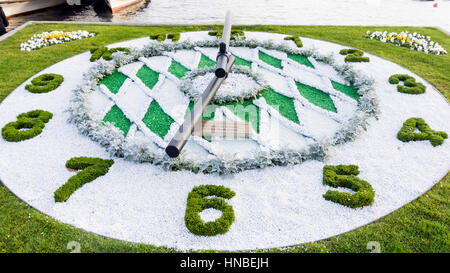 Svizzera, Zurigo 2016 3 novembre. Orologio di fiori sul lago di Zurigo, Svizzera Foto Stock