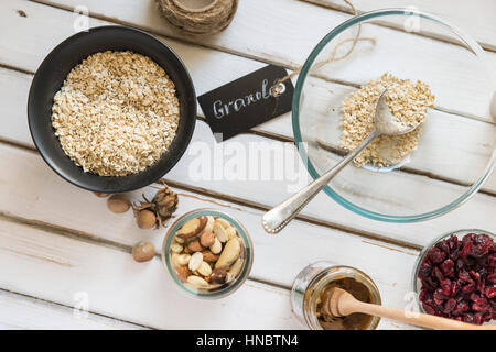 Il Granola di ingredienti Foto Stock