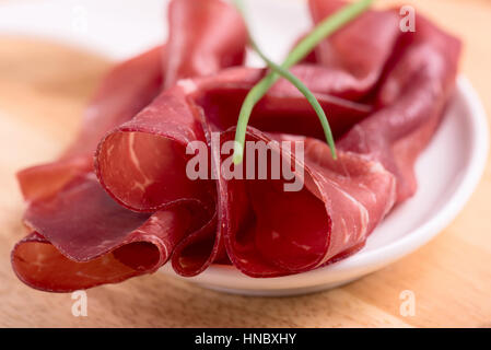 La bresaola prosciutto - il cibo italiano Foto Stock