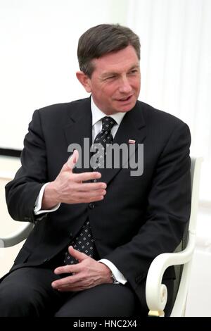 Mosca, Russia. Il 10 febbraio 2017. La Slovenia Presidente Borut Pahor durante un incontro bilaterale con il presidente russo Vladimir Putin al Cremlino Febbraio 10, 2017 a Mosca, in Russia. Credito: Planetpix/Alamy Live News Foto Stock