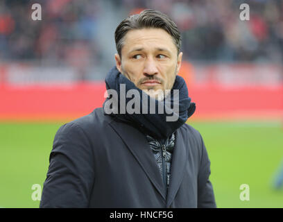 Leverkusen, Germania. Xi Febbraio, 2017. Bundesliga, giornata 20, Bayer 04 Leverkusen - Eintracht Francoforte: Manager Niko Kovac (SGE). Credito: Juergen schwarz/Alamy Live News Foto Stock