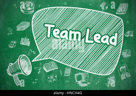 Responsabile del team - Cartoon illustrazione sulla lavagna verde. Foto Stock