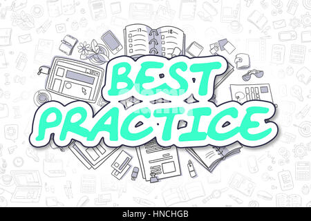 Best Practice - Doodle parola verde. Il concetto di business. Foto Stock