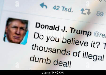 Tweet, credete ?, Twitter da Trump, @realDonaldTrump, Presidente degli Stati Uniti d'America, schermata Foto Stock