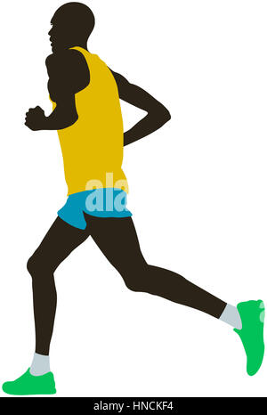 Keniote runner running man marathon leader della gara Foto Stock