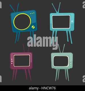 La televisione per bambini icone illustrazione vettoriale Illustrazione Vettoriale