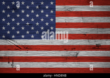 Stati Uniti d'america, americana bandiera nazionale. La pittura è la colorata su legno del vecchio treno carrello. Foto Stock