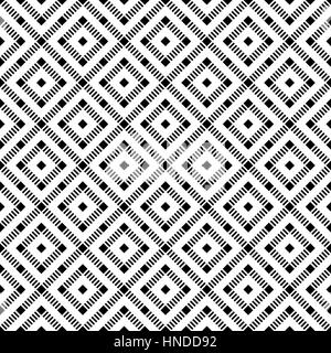 Modello senza giunture. Vintage texture geometrica con ripetizione di rombi e quadrati. La linea tratteggiata. Monocromatico. Sullo sfondo. Web. Illustrazione di vettore per il vostro Illustrazione Vettoriale