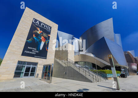 Los Angeles, agosto 23: vista la mattina del Walt Disney Concert Hall il Ago 23, 2014 a Los Angeles in California Foto Stock