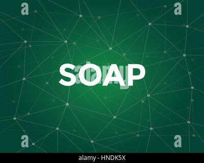 SOAP - Simple Object Access Protocol è un protocollo specifica per lo scambio di informazioni strutturate nell'attuazione di servizi web in reti di computer Illustrazione Vettoriale