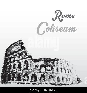 Colosseo, disegno a mano in stile acquerello,illustrazione vettoriale Illustrazione Vettoriale