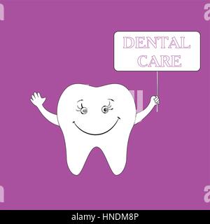 Per le cure dentarie design concept. Dente umano, sorriso. Vettore Illustrazione Vettoriale