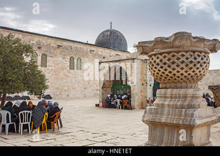 El Aksa moschea, il Monte del Tempio (Har Ha Bayit), a Gerusalemme, Israele. Foto Stock