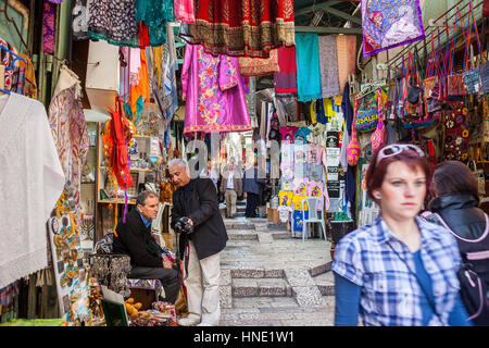 David street,Souk mercato arabo, la Città Vecchia di Gerusalemme, Israele. Foto Stock