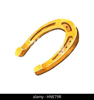 Golden Horseshoe. Illustrazione ad acquerello su bianco Foto Stock