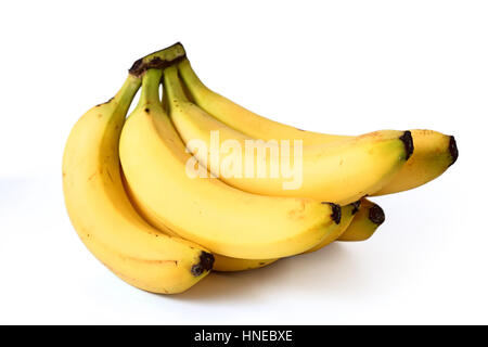 Banane su sfondo bianco Foto Stock