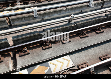 In prossimità dei binari ferroviari Foto Stock