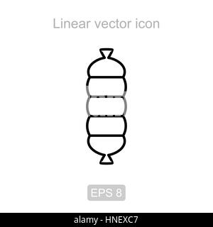 Icona della salsiccia bollito in un stile lineare Illustrazione Vettoriale