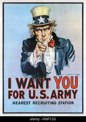 Voglio CHE PER GLI STATI UNITI Esercito Americano 1917 recruiting poster concepito da James Montgomery Flagg Foto Stock