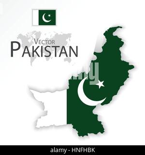 Il pakistan ( Repubblica islamica del Pakistan ) ( bandiera e mappa ) ( trasporto e turismo concept ) Illustrazione Vettoriale