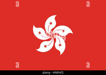 Vettore ufficiale bandiera di Hong Kong . Regione Amministrativa Speciale di Hong Kong della Repubblica popolare cinese Illustrazione Vettoriale