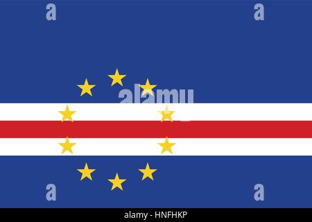 Vettore ufficiale bandiera di Capo Verde ( Cabo Verde ) . Repubblica di Cabo Verde . Illustrazione Vettoriale