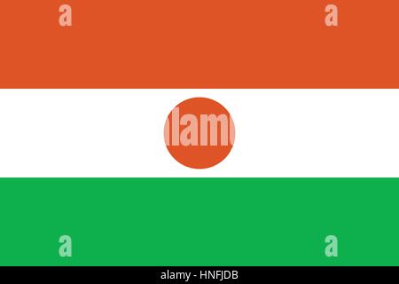 Vettore ufficiale bandiera del Niger . Repubblica del Niger . Illustrazione Vettoriale