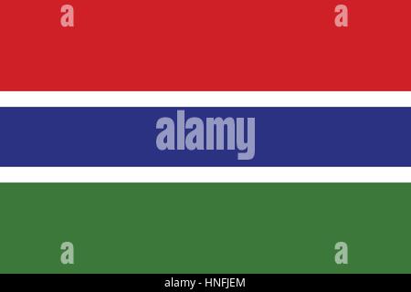Vettore ufficiale bandiera del Gambia . Repubblica islamica del Gambia . Illustrazione Vettoriale