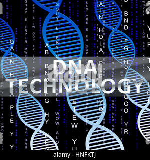 La tecnologia del DNA ad elica genetica mostra Tech 3d illustrazione Foto Stock