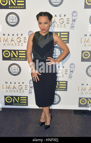 Pasadena, Stati Uniti d'America. 10 Febbraio, 2017. Amirah Vann pone in occasione della cerimonia di premiazione del 48. Immagine NAACP Awards Non-Televised Awards di Pasadena Convention Center. Pasadena, 10.02.2017 | Utilizzo di credito in tutto il mondo: dpa/Alamy Live News Foto Stock