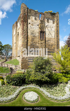 Parco del Castello e la grande torre, Guildford, Surrey, Regno Unito Foto Stock