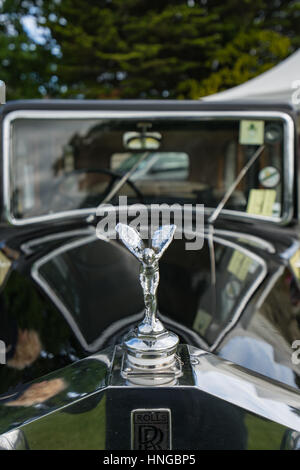 Spirito di estasi su un vintage Rolls Royce al 2016 Bodelwyddan Classic Car Show Foto Stock