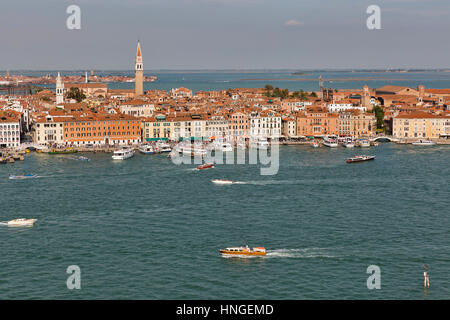 Vista aerea della laguna di Venezia, Italia. Sestiere di Castello. Foto Stock