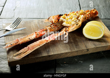 Aragosta piatto Gamberi anche sapere come langoustine irlandese (Nephrops norvegicus), scampo, gli scampi o la baia di Dublino boreale. Foto Stock