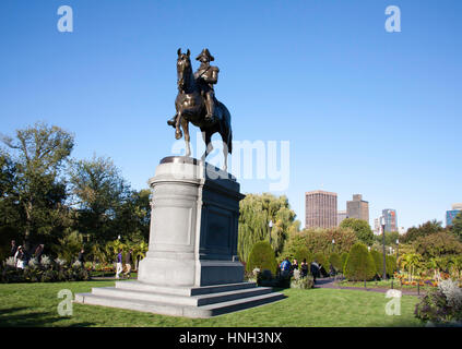 Statua equestre di George Washington Boston Public Garden vicino a Boston Common Boston Massachusetts, STATI UNITI D'AMERICA Foto Stock