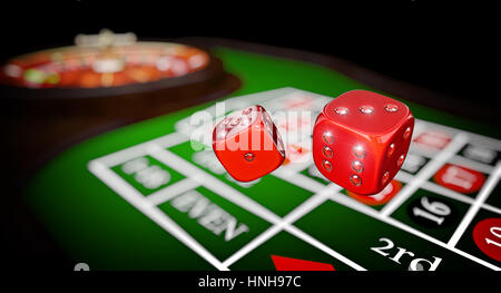 Classic casino roulette e dadi di diamante 3d rendering immagine Foto Stock