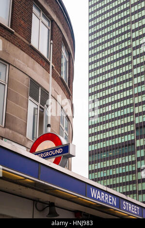 Warren Street, una stazione della metropolitana di Londra visto dall'esterno Foto Stock