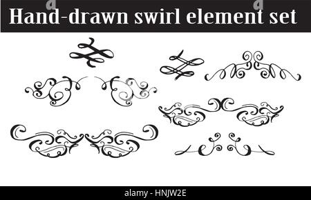 Raccolta di disegnato a mano i riccioli di inchiostro Illustrazione Vettoriale