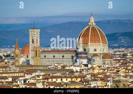 Skyline di Firenze, Italia con la Santa Maria del Flore cattedrale Foto Stock