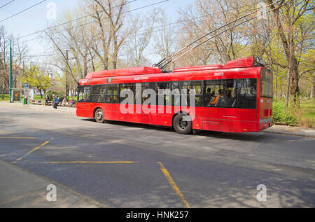 Budapest, Ungheria - 15 aprile 2016. Bus locale a Budapest. Foto Stock