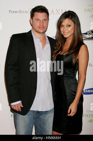 Vanessa Minnillo e Nick Lachey arriva al Maxim Super Bowl party presso la pietra rosa al Fairmont Scottsdale Princess in Scottsdale, AZ su Venerdì, 1 febbraio 2008. Foto di Francesco Specker Foto Stock