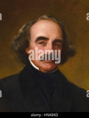 Nathaniel Hawthorne (1804-1864). Ritratto del romanziere americano da Emanuel Gottlieb Leutze, olio su tela, 1862. Foto Stock