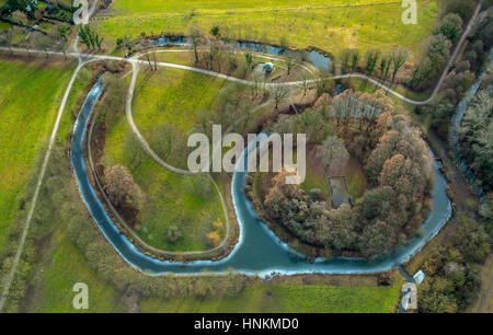 Burg Mark in inverno, fortificazione medievale, Hamm, distretto della Ruhr, Nord Reno-Westfalia, Germania Foto Stock