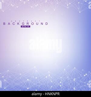 Astratta geometrica dello sfondo con la linea collegata e punti. Molecola di struttura e di comunicazione. Concetto scientifico per il design. Medical, tecnologia, scienza dello sfondo. Illustrazione Vettoriale. Illustrazione Vettoriale