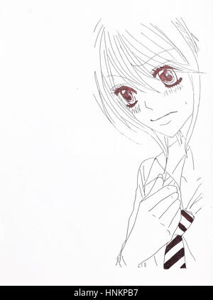 Disegno in stile anime. Foto di una ragazza nella foto in stile anime giapponese Foto Stock