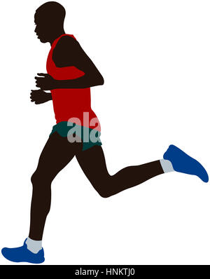 Atleta keniota runner acceso marathon illustrazione vettoriale Foto Stock