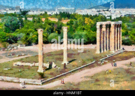 Tempio di Zeus Olimpio ad Atene, Grecia Foto Stock