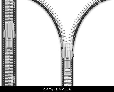 Cerniera in una posizione chiusa e in posizione aperta. Illustrazione Vettoriale