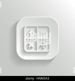 Icona calcolatrice - vettore app bianco pulsante con ombra Illustrazione Vettoriale