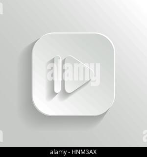 Media Player icon - vettore app bianco pulsante con ombra Illustrazione Vettoriale